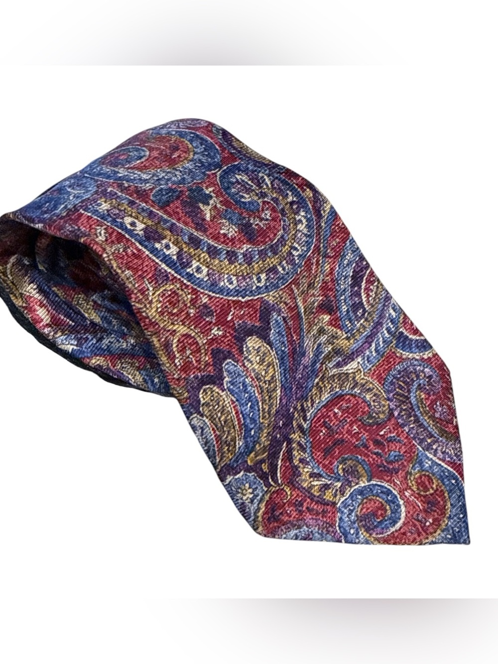 Principe Silk Neck Tie Paisley Red Blue Gold Office Formal Classic